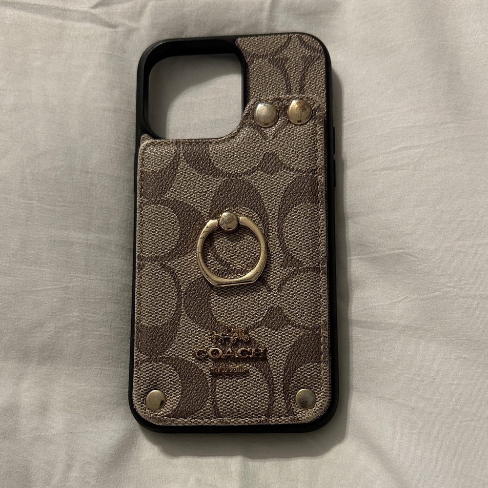 Coach Tan and Gold Phone Case